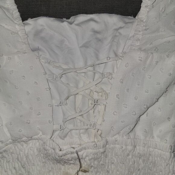 Sim & Sam Women's White Off-the-Shoulder Blouse Crop Top Size Medium - Picture 11 of 14